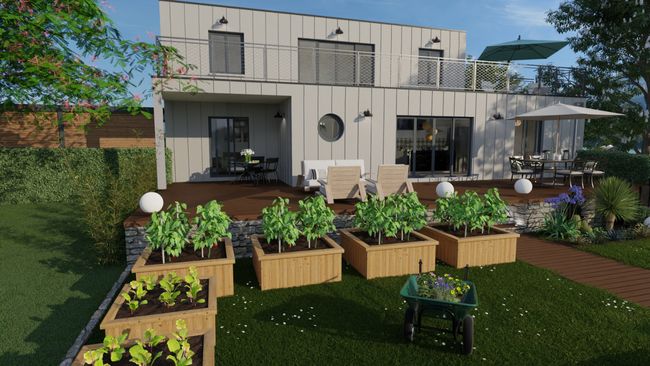 2-Story Container Home - Offset Overhang Layout