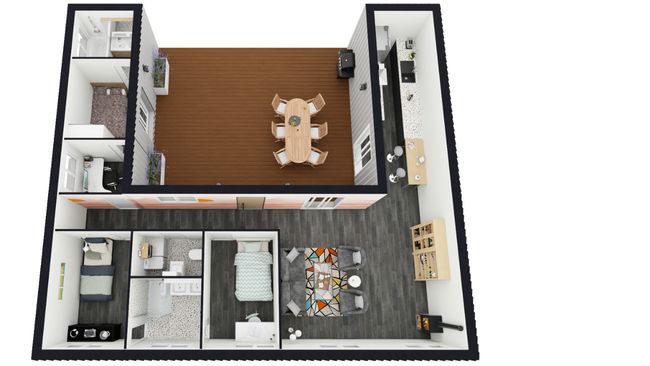 3 bedroom container house with 2 baths example