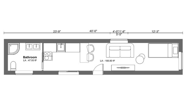 40 ft container house - Layout example 09
