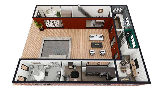 U-shape big container house