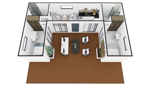 U-shape container house layout