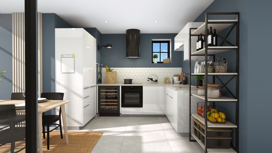 cocina con pared alicatada detrás del fregadero