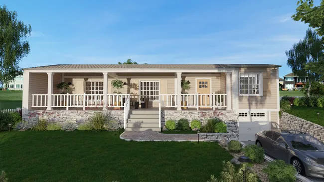 3D render of a Craftsman house before second story addition designed with Cedreo