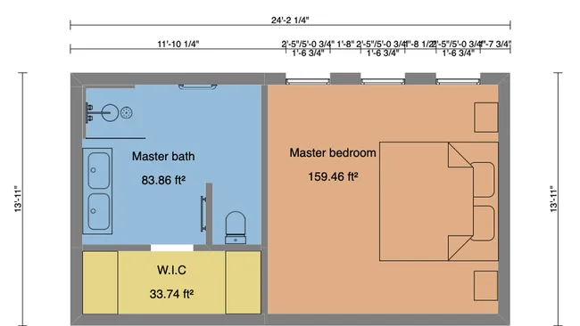 2D floor plan of a master bedroom by Cedreo