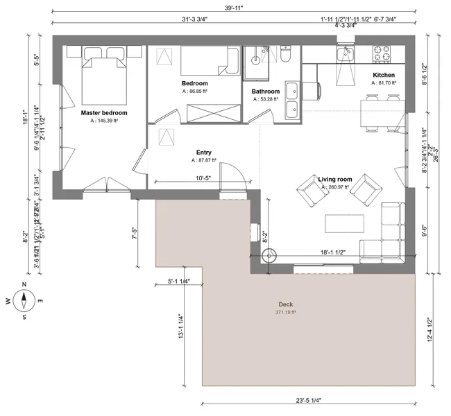 2D floor plan of a prefab home designed with Cedreo