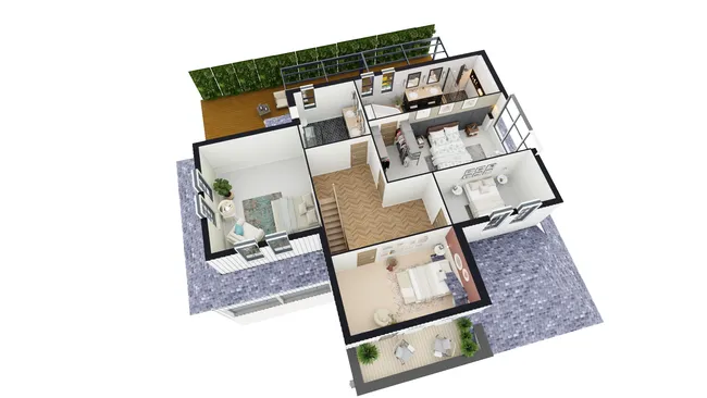 1st floor 2D floor plan of a craftsman house by Cedreo