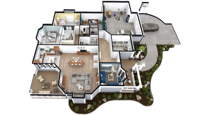 2D floor plan of a craftsman house designed by Cedreo