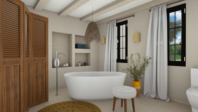 3D render of a bathroom will wall niches by Cedreo