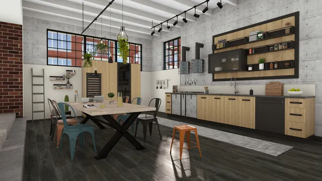 3D render of an industrial kitchen by Cedreo