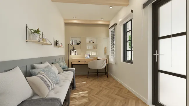 3D render of an office addition by Cedreo