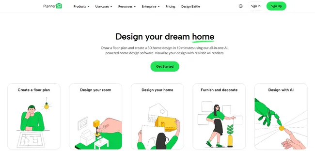 screenshot home page planner 5D