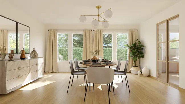 Renderizado en 3D de un comedor creado con Cedreo.