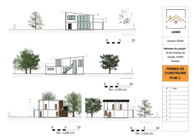 Exemple permis de construire page plans de coupe réalisé par Cedreo