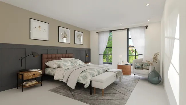 Rendu 3D d'une chambre grande parentale cosy réalisé avec Cedreo