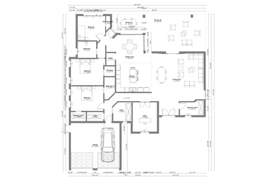 2D floor plan of a house before in law suite addition designed with Cedreo