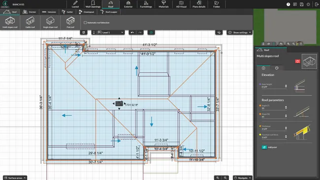 UI shot Cedreo - Roof step - add roof