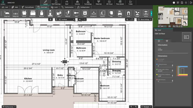 UI shot Cedreo - Layout step - room names