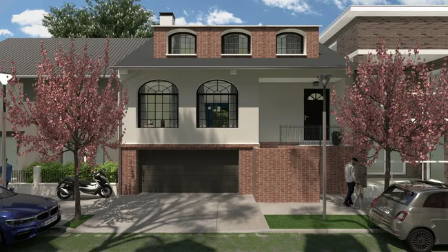 Fachada de casa en piedra natural realizada por Cedreo