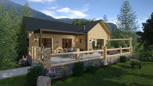 3D render of a modern mountain house by Cedreo