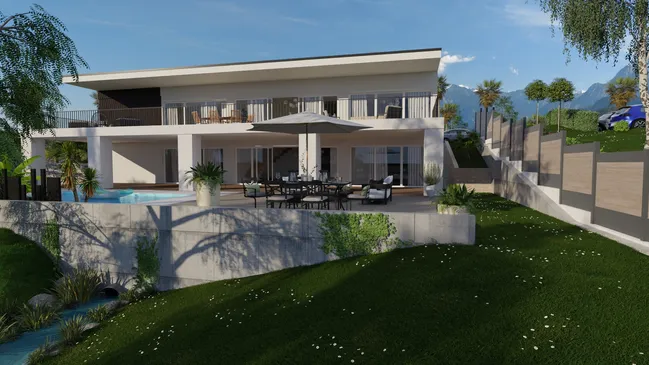 Contemporary house style example - 3D render by Cedreo